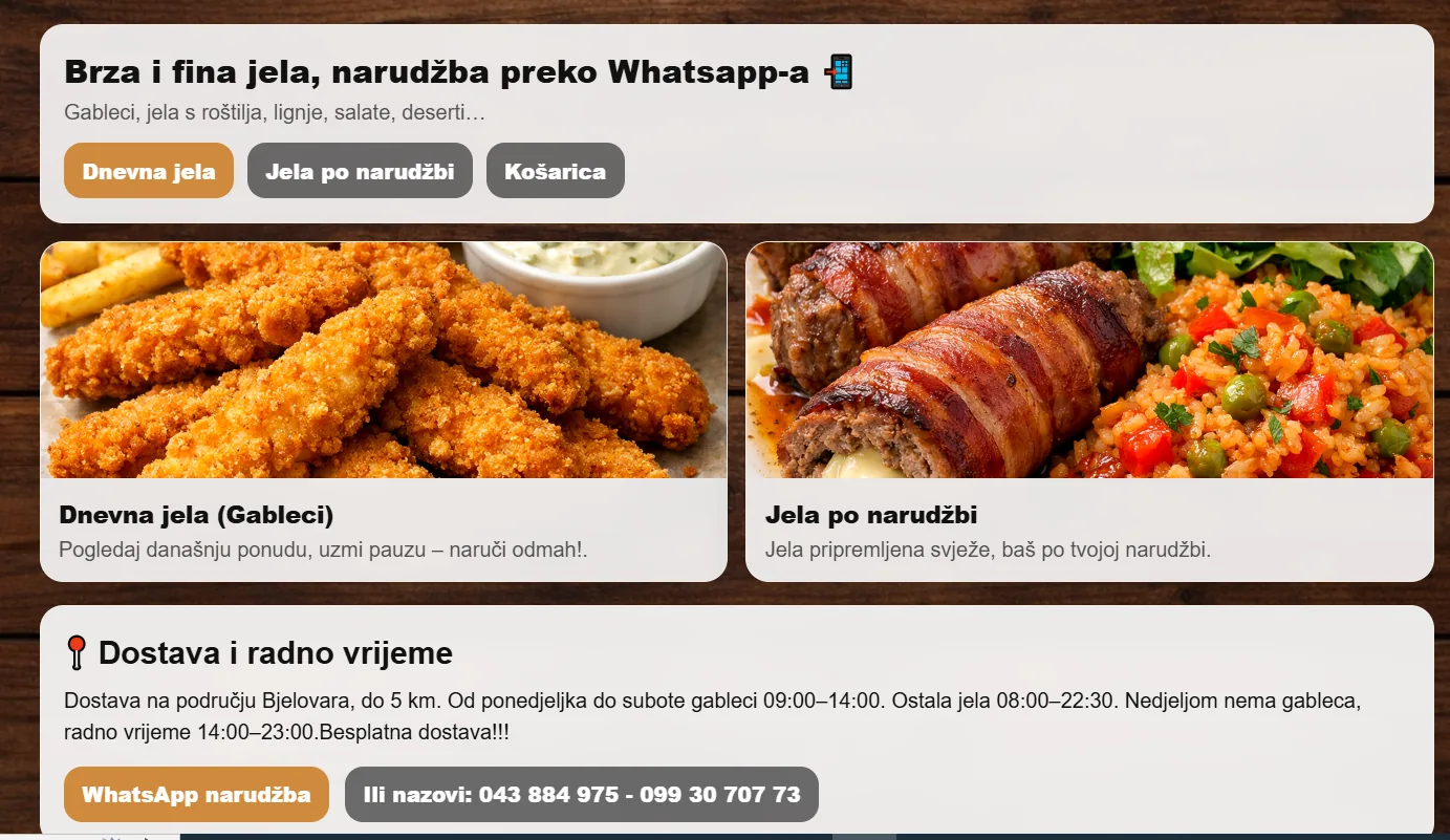 Snimka ogledne aplikacije App Food